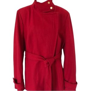 Rachel RACHEL ROY Red Coat XL EUC Zip Wrap Mandrin Wool Pea Coat Car Coat